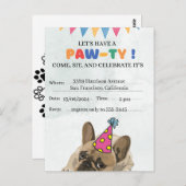 Pug Dog Verjaardagsfeestje Puppy Paw-ty Verjaardag Briefkaart (Voorkant / Achterkant)