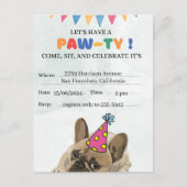 Pug Dog Verjaardagsfeestje Puppy Paw-ty Verjaardag Briefkaart (Voorkant)