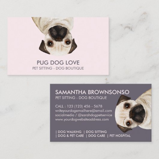Pug Dog Visitekaartje (Voorkant / Achterkant)