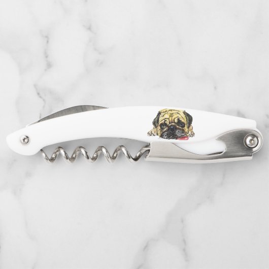 Pug Dog Waiter's Kurkentrekker Funny (Achterkant)