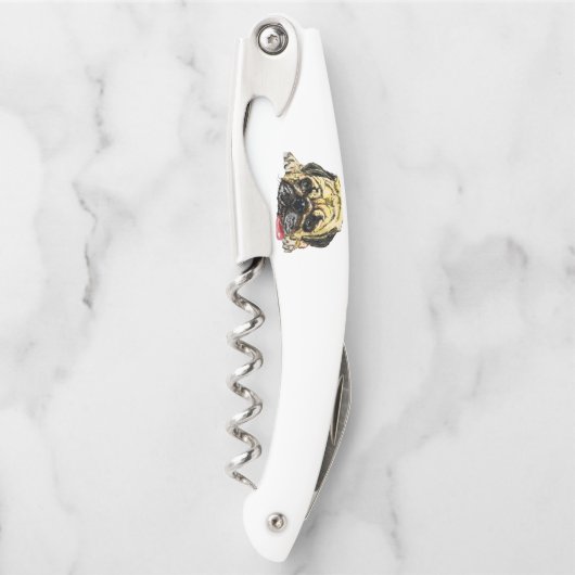 Pug Dog Waiter's Kurkentrekker Funny (Voorkant)