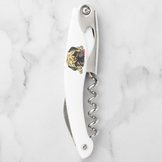 Pug Dog Waiter's Kurkentrekker Funny (Achterkant)