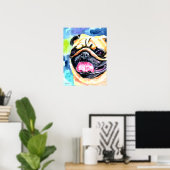 Pug Dog Wall afdrukken Poster (Thuiskantoor)