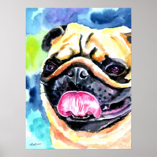 Pug Dog Wall afdrukken Poster (Voorkant)