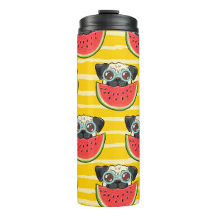 Pug Dog Watermeloen: Zomer Naadloos. Thermosbeker