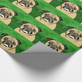 Pug Dog Waterverf Kunstportret Cadeaupapier (Hoek)