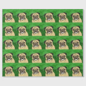 Pug Dog Waterverf Kunstportret Cadeaupapier (Vlak)