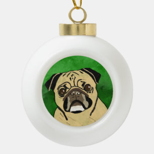 Pug Dog Waterverf Kunstportret Keramische Bal Ornament
