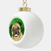 Pug Dog Waterverf Kunstportret Keramische Bal Ornament (Rechts)