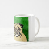 Pug Dog Waterverf Kunstportret Koffiemok (Voorkant rechts)