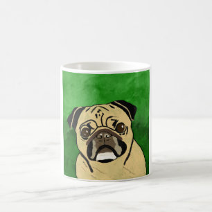 Pug Dog Waterverf Kunstportret Koffiemok