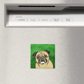 Pug Dog Waterverf Kunstportret Magneet (Insitu (Vaatwasser))