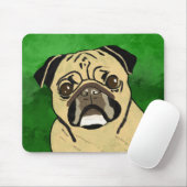 Pug Dog Waterverf Kunstportret Muismat (Met muis)