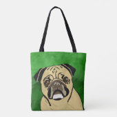 Pug Dog Waterverf Kunstportret Tote Bag (Achterkant)
