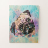 Pug dog Waterverf Portret Legpuzzel (Verticaal)