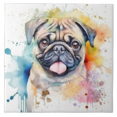 Pug Dog Waterverf Tegeltje (Voorkant)