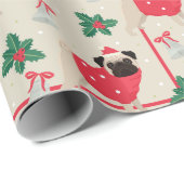 Pug Dog Wearing Sweater & Kerstkerstkerstkerstkers Cadeaupapier (Rol Hoek)