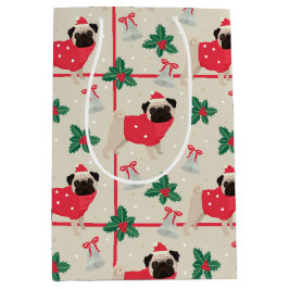 Pug Dog Wearing Sweater & Kerstkerstkerstkerstkers Medium Cadeauzakje