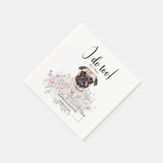 Pug Dog Wedding Cocktail Napkins Servet (Hoek)