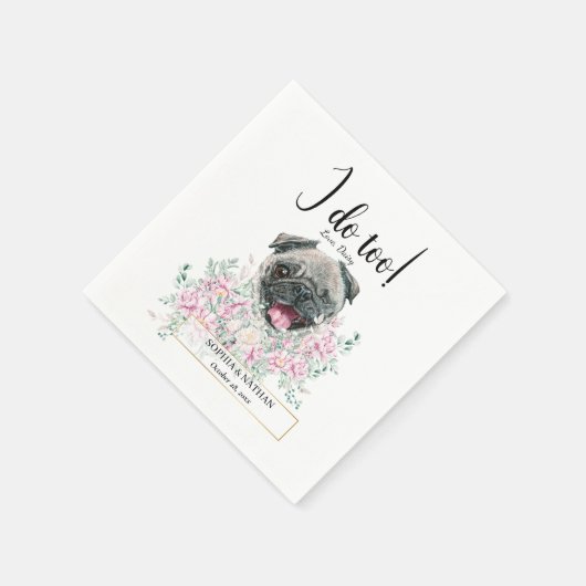 Pug Dog Wedding Cocktail Napkins Servet (Hoek)