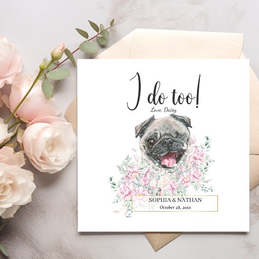 Pug Dog Wedding Cocktail Napkins Servet