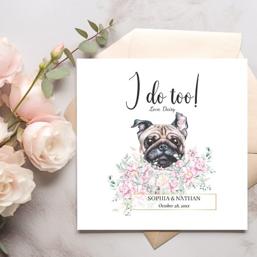 Pug Dog Wedding Cocktail Napkins Servet