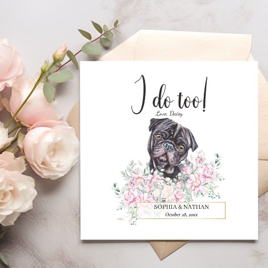 Pug Dog Wedding Cocktail Napkins Servet