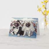 Pug Dog Wedding Kaart (Gele Bloem)