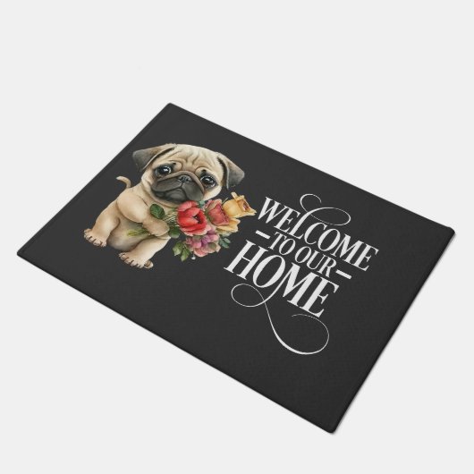 Pug Dog Welkom Deurmat (Schuin)