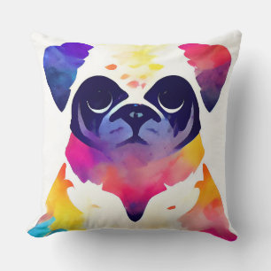 Pug Dog Wild Natuur Dierlijke Kleuren Kunst Schild Kussen