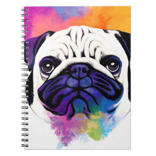 Pug Dog Wild Natuur Dierlijke Kleuren Kunst Schild Notitieboek