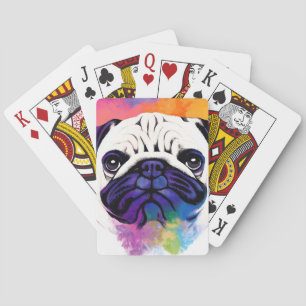 Pug Dog Wild Natuur Dierlijke Kleuren Kunst Schild Pokerkaarten