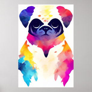 Pug Dog Wild Natuur Dierlijke Kleuren Kunst Schild Poster