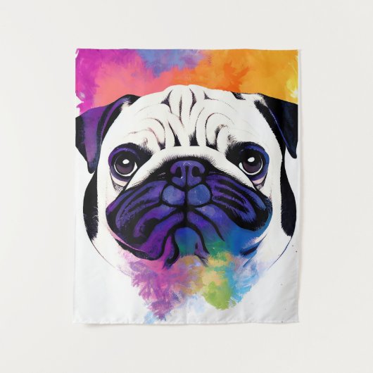 Pug Dog Wild Natuur Dierlijke Kleuren Kunst Schild Wandkleed (Voorkant)