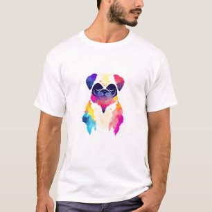 Pug Dog Wild Natuur Dierlijke Kleuren Verf T-shirt