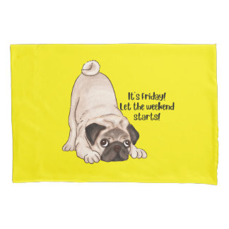 Pug dog - yellow children kussensloop