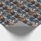 Pug Dogs Christmas Snow Holiday Cadeaupapier (Hoek)