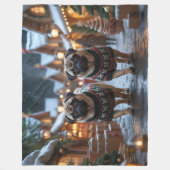 Pug Dogs Christmas Snow Holiday Fleece Deken (Voorkant)