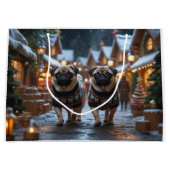 Pug Dogs Christmas Snow Holiday Groot Cadeauzakje (Voorkant)