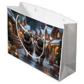 Pug Dogs Christmas Snow Holiday Groot Cadeauzakje (Achterkant Gekanteld)