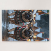 Pug Dogs Christmas Snow Holiday Legpuzzel (Horizontaal)