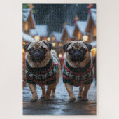 Pug Dogs Christmas Snow Holiday Legpuzzel (Verticaal)