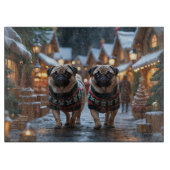Pug Dogs Christmas Snow Holiday Snijplank (Voorkant)