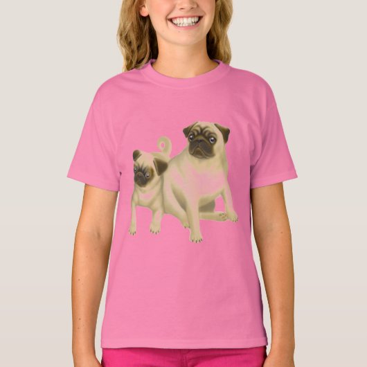 Pug Dogs Girls Baby Doll T-Shirt (Voorkant)