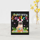 Pug Dogs Happy Easter Egg Hunt Bunny Ear Easter Kaart (Gele Bloem)