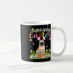 Pug Dogs Happy Easter Egg Hunt Bunny Ear Easter Koffiemok