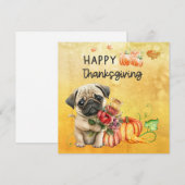 PUG Dogs Happy Thanksgiving Day waterverf Feestdagenkaart (Voorkant / Achterkant)