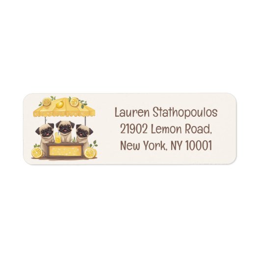 Pug Dogs Lemonade Stand Etiket (Voorkant)