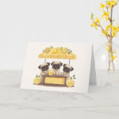 Pug Dogs Lemonade Stand Kaart (Gele Bloem)