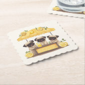 Pug Dogs Lemonade Stand Kartonnen Onderzetters (Gebogen)